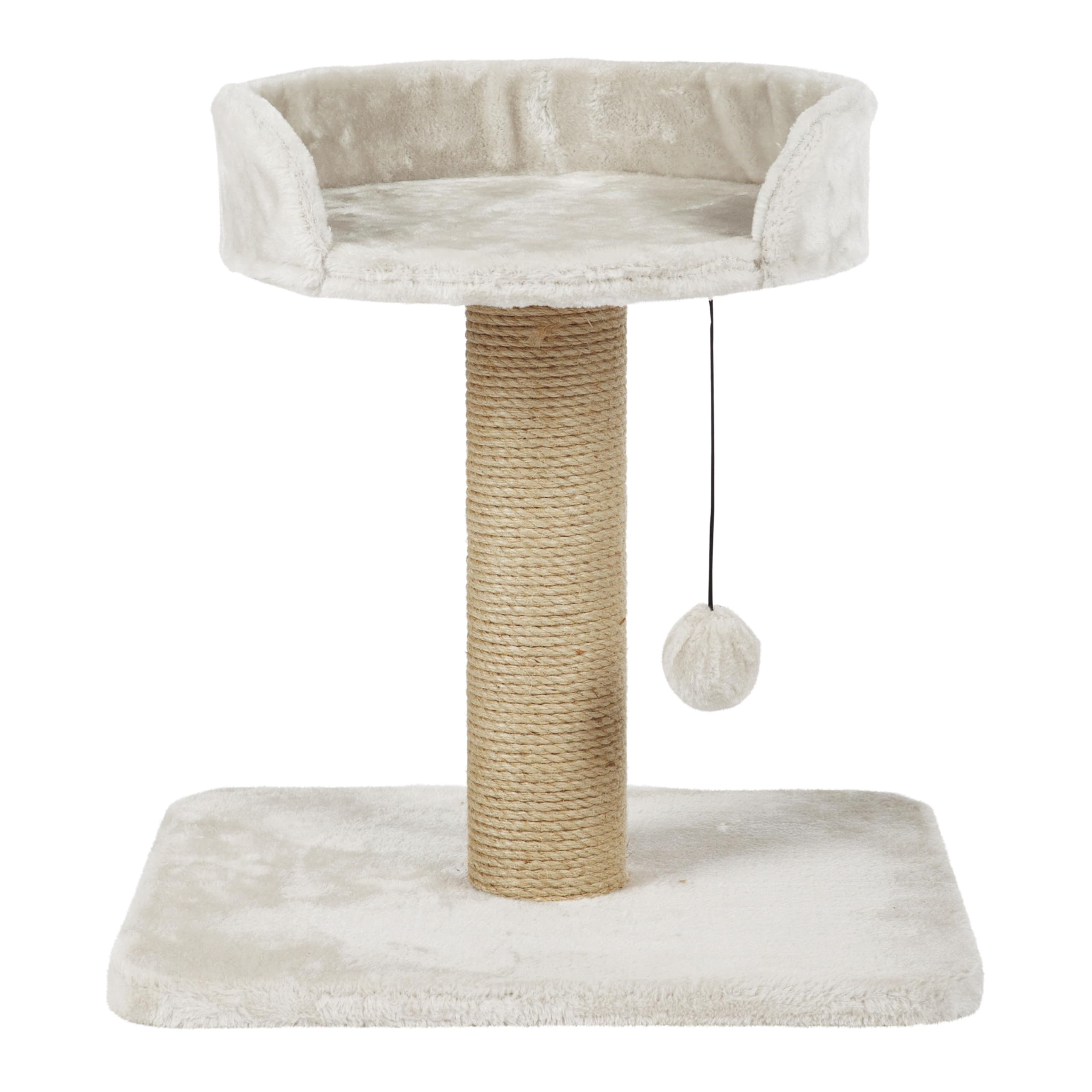 TRIXIE Mica Cat Tree 45 x 46 x 35 cm in light grey – small & compact cat tree with cosy bed and play ball, comfortable & stable – 44418