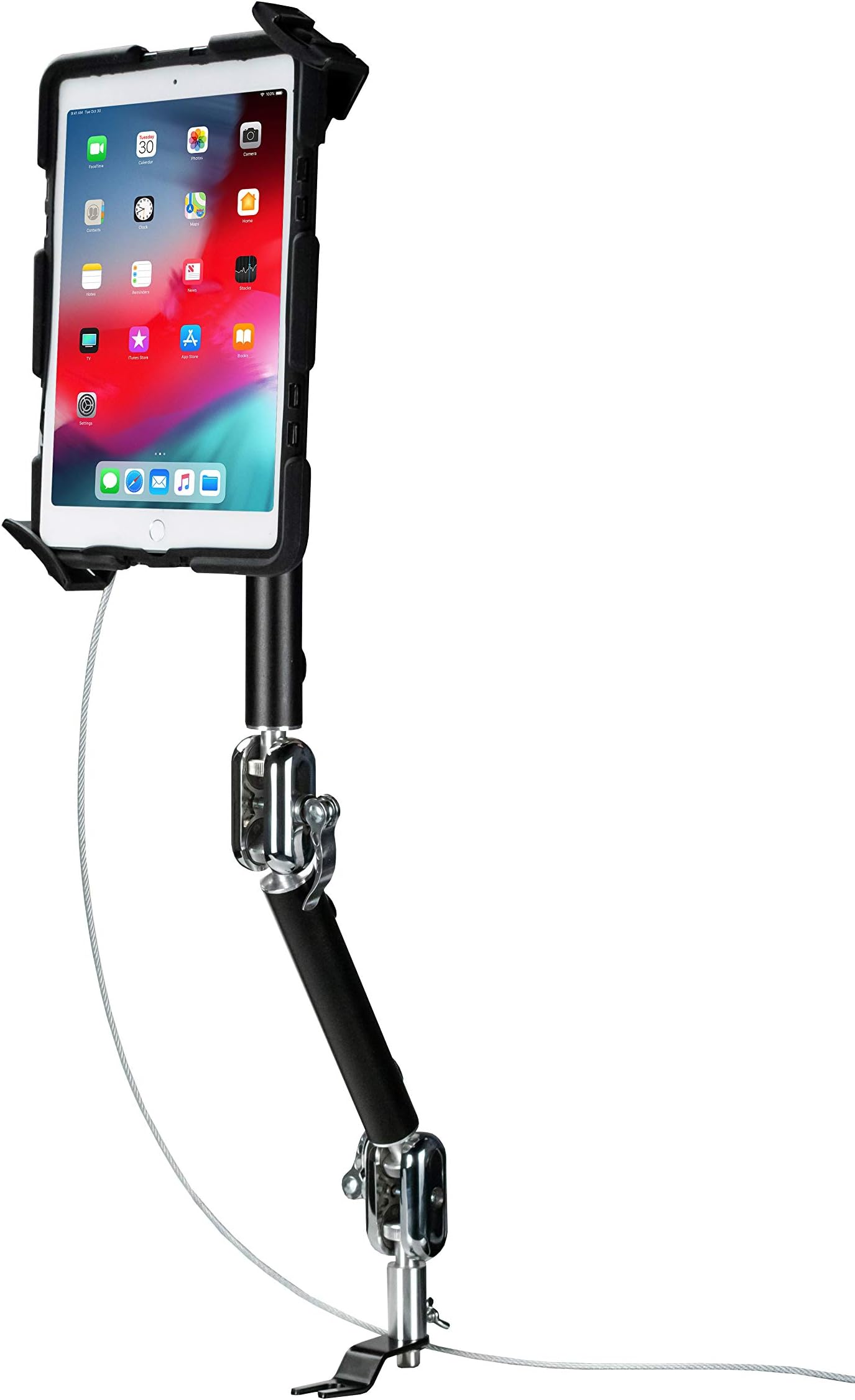 Multi-Flex Car Mount – CTA Multi-Flex Quick Release Security Car with Lock and Key Security for iPad 10th Gen 10.9" - 10.2" iPad 7th/8/9 Gen - iPad Air 4 - Galaxy Tab S3 & More - Black (PAD-MFQSC)