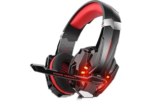 DIZA100 G9000 Gaming Headset Headphone 3.5mm Stereo Jack with Mic LED Light for Xbox One S/Xbox one/PS4/Tablet/Laptop/Cell Phone（Red）