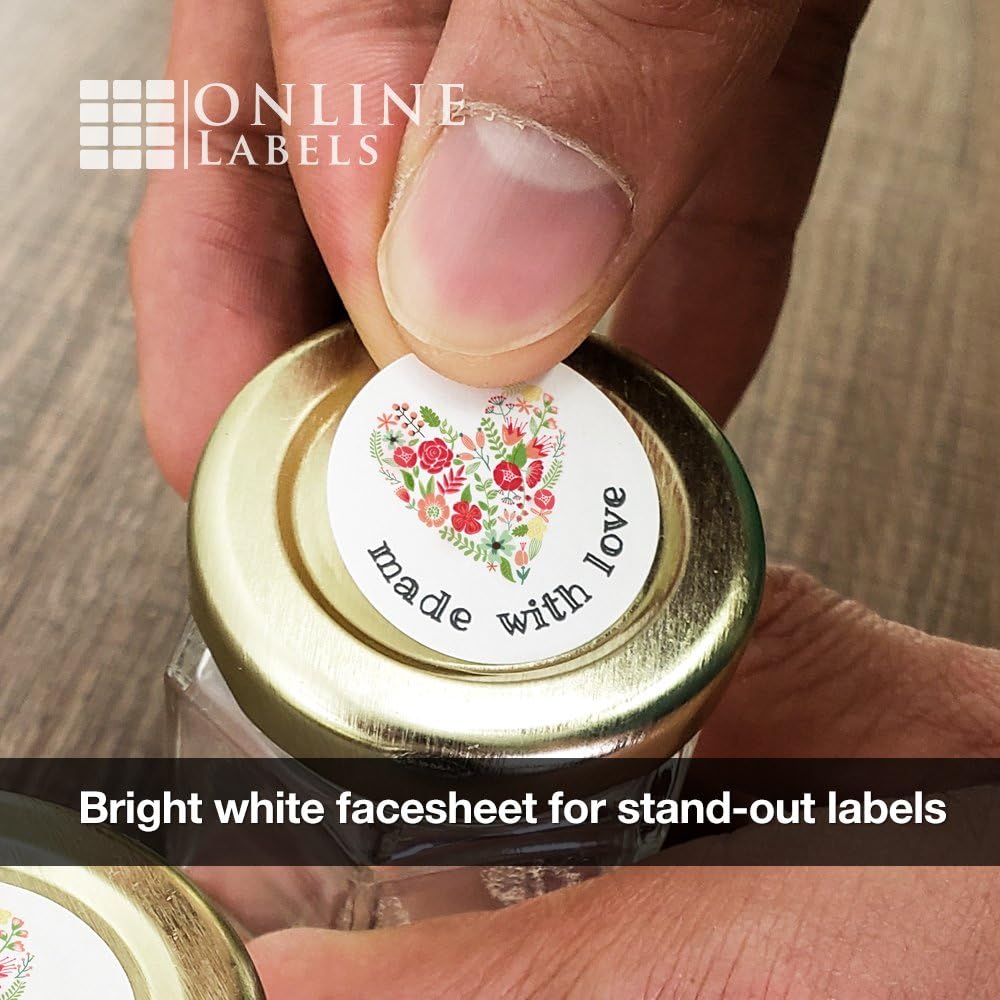 1 Inch Round Labels - White Matte - Pack of 6, 300 Circle Stickers, 100 Sheets - Inkjet/Laser Printer - Online Labels : All Purpose Labels : Office Products