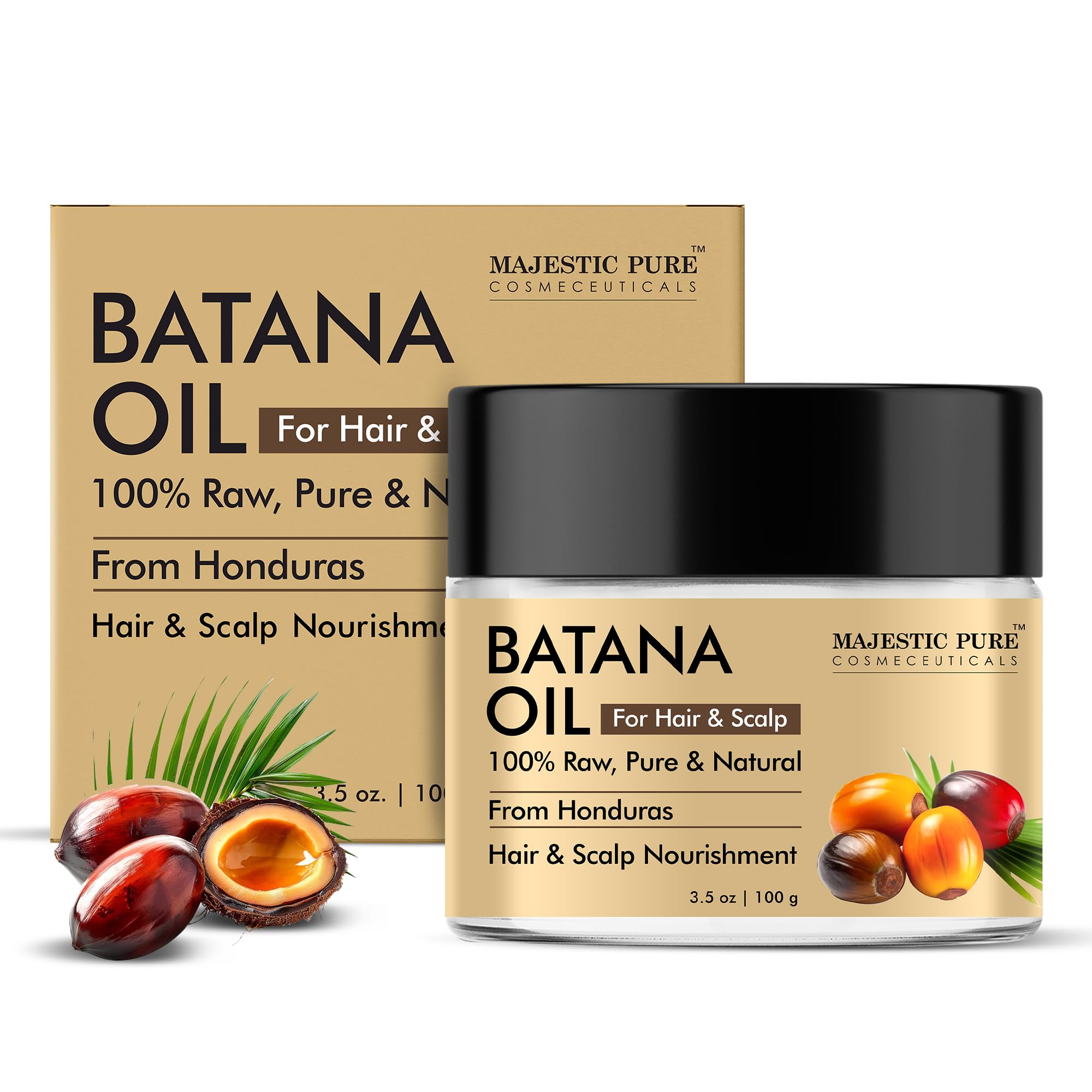 MAJESTIC PURE Batana Butter for Hair Growth | Moisturizes Scalp & Hair | Nourishing & Volumizing | 100% Pure & Natural | PETA Certified | 100 ml