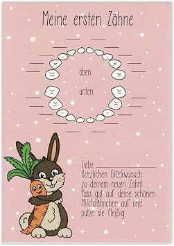 Urkunde Meine Ersten Zahne Rosa Zum Eintragen Baby Zahne Baby
