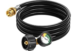 Alloxity 6ft Propane Hose Adapter 1lb to 20lb with Gauge, Propane Tank Adapters 1 lb to 20 lb Converter,5-40lb Propane Tank Hose Adapter for Buddy Heater/Weber Q Grill/Coleman Stove/Blackstone Griddle