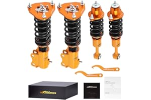 maXpeedingrods Coilovers for Mitsubishi Lancer FWD 2002-2006, Spring Shock Absorber Struts, Height Adjustable Coilovers Suspension Kit Coil Struts, Lowering Kit Gold
