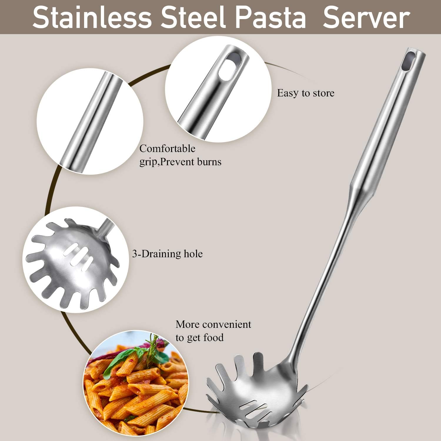 2 Pieces Spaghetti Spoon Large Pasta Server Utensil - Image 5