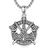 PROESS Viking Axe/Sword/Skull Necklace S925 Sterling Silver Thors Hammer Necklace Amulet Dagger Pendant Norse Viking Rune Jewelry Gifts for Men Women