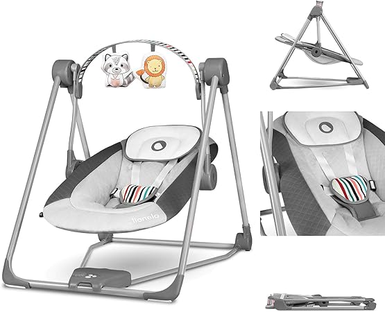 Lionelo Otto Transat Bebe Balancelle Bebe Jusqu A 9 Kg Jouets Interactifs Sons De La Nature 5 Vitesses De Bercement Coussin Pour La Tete Fonctionnement Silencieux Gris Amazon Fr Bebes Puericulture
