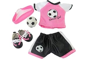 American Fashion World Pink Soccer Outfit for 14-Inch Dolls | Soccer Ball Included | Premium Quality & Trendy Design | Dolls 