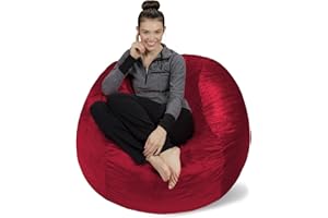 Sofa Sack Bean Bag Chair - Plush, Ultra Soft - Memory Foam Bean Bag Chair with Microsuede Cover - Stuffed Foam Filled Furniture and Accessories for Dorm Room 4 Feet - Cinnabar