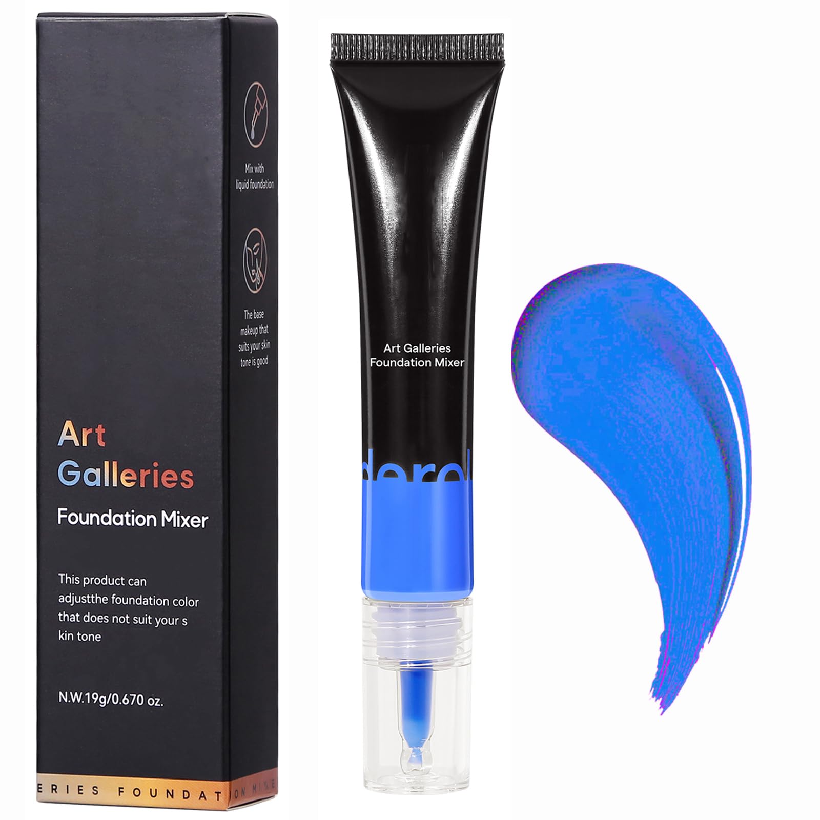 Liquid Foundation Mixer, Colour Corrector Blue Foundation For Mature Skin, Make Up Foundation Shade Adjuster, Face Primer Concealer Foundations Full Coverage, Anti-Redness (Blue, 19g)