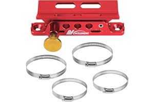 NEWRUIHENG Adjustable Aluminum Fire Extinguisher Mount Holder with 4 Clamps Vehicle Fire Extinguisher Bracket for Wrangler TJ JK JL JKU UTV Polaris RZR Ranger (Red with Gold Knob)