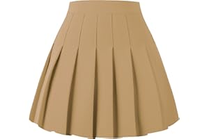 Girstunm Women's Pleated Skirt Mini Skater Basic Skirts High Waist School Girls Uniform Short Cheerleader Skirt