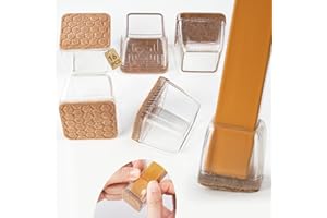 LECAFUR HL 16 Pcs Chair Leg Floor Protectors [Thickened Clear TPE] Chair Leg Caps Covers Anti Scratch Felt Furniture Pads for Hardwood Floors-XL (Fit 1.38-1.57" Feet)