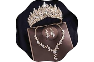 Kamirola Tiaras and Crowns for Women,3-pack Tiaras Earrings Necklace, Crystal Bridal Jewelry Set, Costume Party Halloween Prom Pageant Jewelry for Women(TR46)