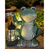 YODY Solar Garden Statues Outdoor Decor- Yard Decorations for Patio, Balcony, Backyard, Lawn Ornaments - Frog Figurines with LED Light- Unique Birthday House Warming Gifts for Women, Mom, Dad