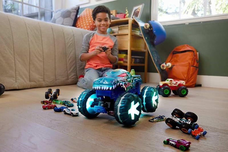 Hot Wheels Monster Trucks Controle Remoto Mega-Wrex Car, Controle de Rádio Toy Car com Luzes, Sons e 3 Modos de Jogo, +5 Anos (JBD90)