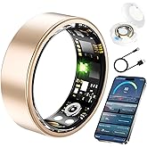 BKWAT Smart Health Ring for Men Women, Fitness Tracker Ring with Heart Rate Blood Pressure SpO2 Sleep Monitoring, 100+ Sports, Slim Stainless Steel IP68, No Subscription, iOS Android (Rose Gold, 9)