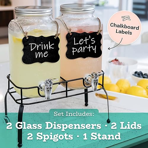 Havawish 2 Pack Drink Beverage Dispenser With Stand For Parties 1.16 Gallon Plastic Water Lemonade Juice Dispenser With Spigot And Lid For Countertop Weddings (Yellow - View #13