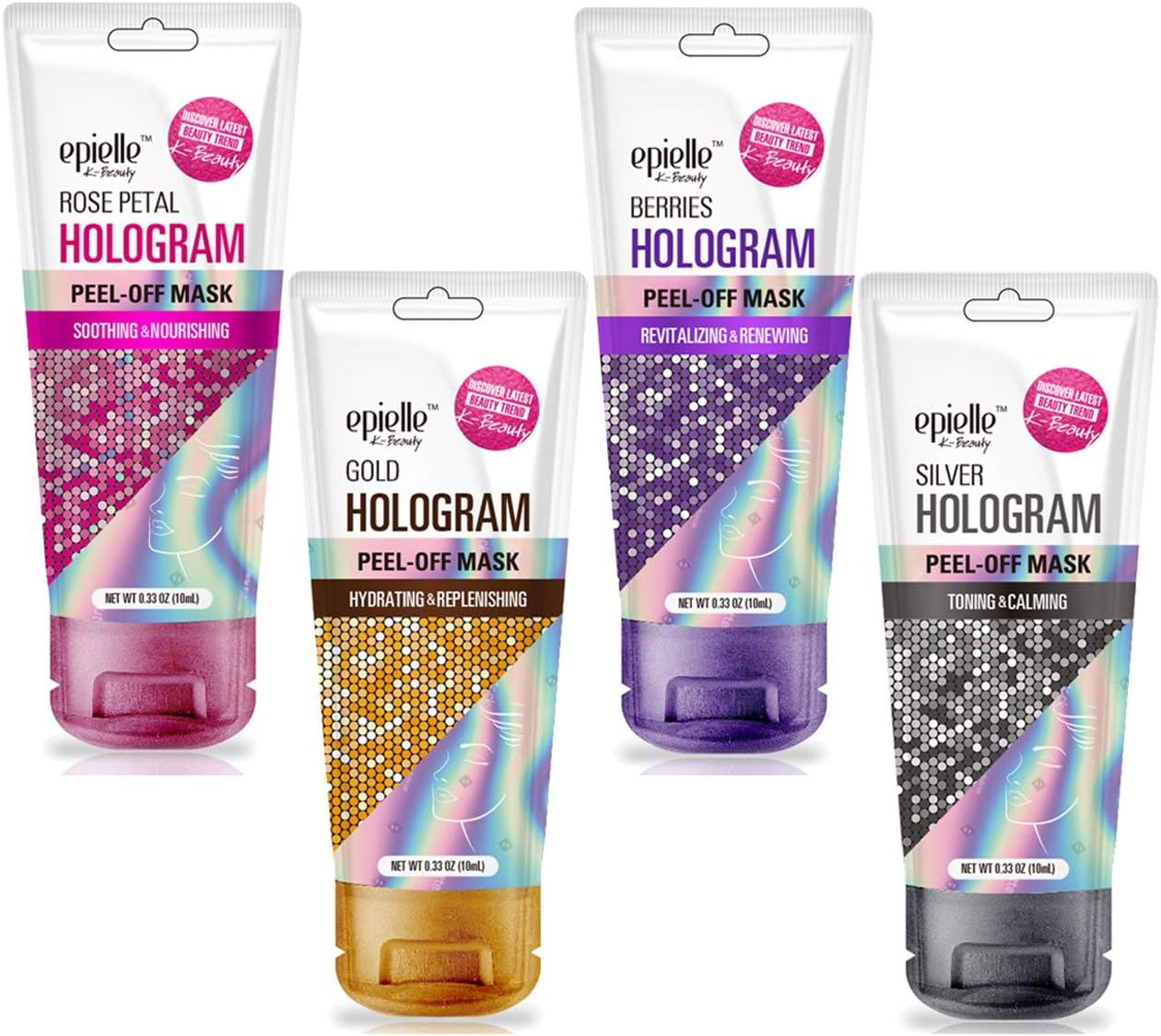 Epielle Assorted Hologram Mask 4pk