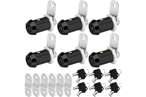 SISSINDA Cam Locks RV Storage Locks Keyed Alike, 1” Fits on 3/4” Max Door Thickness, RV Compartment Locks for Camper Trailer Cabinet Locks with Keys (Black 1 Inch 6Pack)