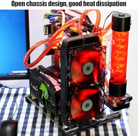 Annadue Caja Abierta para ATX, Caja de chasis de Marco de Aluminio Abierto, Plataforma de Prueba de overclocking Vertical portátil Chasis con Perfil de Aluminio, Buena compatibilidad.(Rojo)