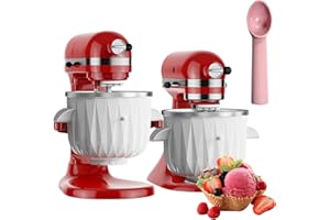 Hozodo Ice Cream Attachment for Kitchenaid, 2 Quart Frozen Ice Cream & Sorbet Gelato Maker for Kitchenaid Ice Cream Maker Attachment, Compatible 4.5 Qt and Larger Stand Mixers with Ice Cream Scoop