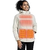 ORORO Women's Heated Quilted Jacket with USB-C Rechargeable Battery, Lightweight Quilted Heated Coat with Hood