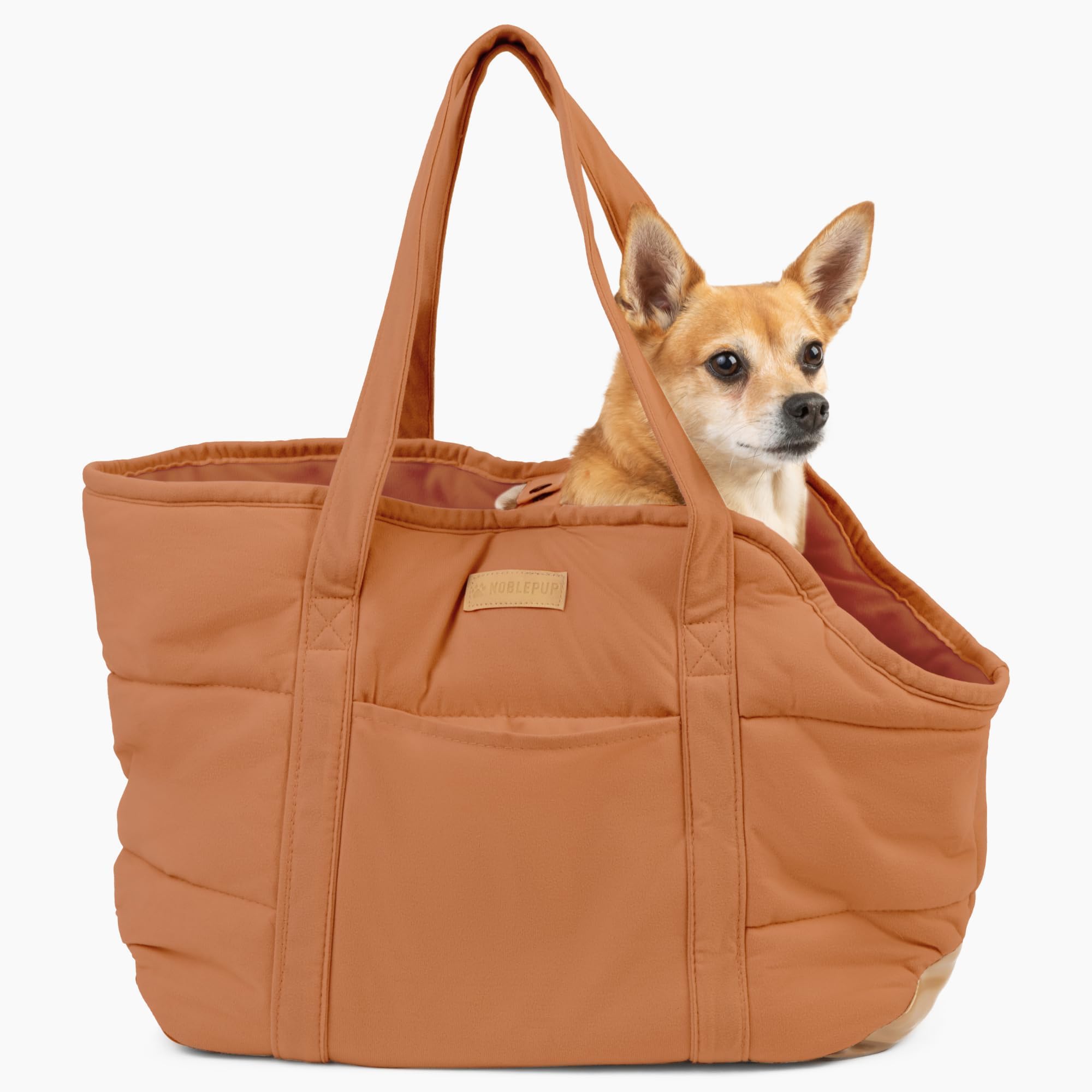 Photo 1 of NoblePup Cozy Plush Dog Purse Carrier for Small Dogs - Dog Carrier Purse with Secure Harness Clip, Dog Tote Bag for Small Dogs and Puppies - Brown