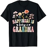 Happiness is Being a Grandma Floral Grandma Mother's Day T-Shirt
