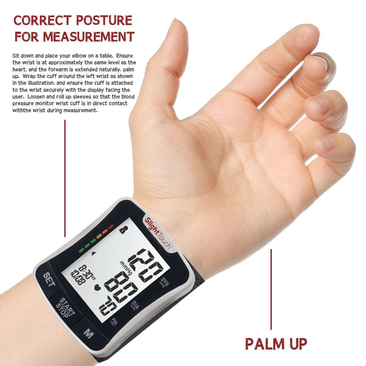 Slight Touch Full Automatic Wrist Digital Blood Pressure Cuff Monitor
