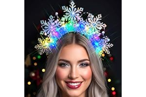 Maeaccx Snowflake Headband Blue, Light Up Hairband, Winter Holiday Party Accessory with LED