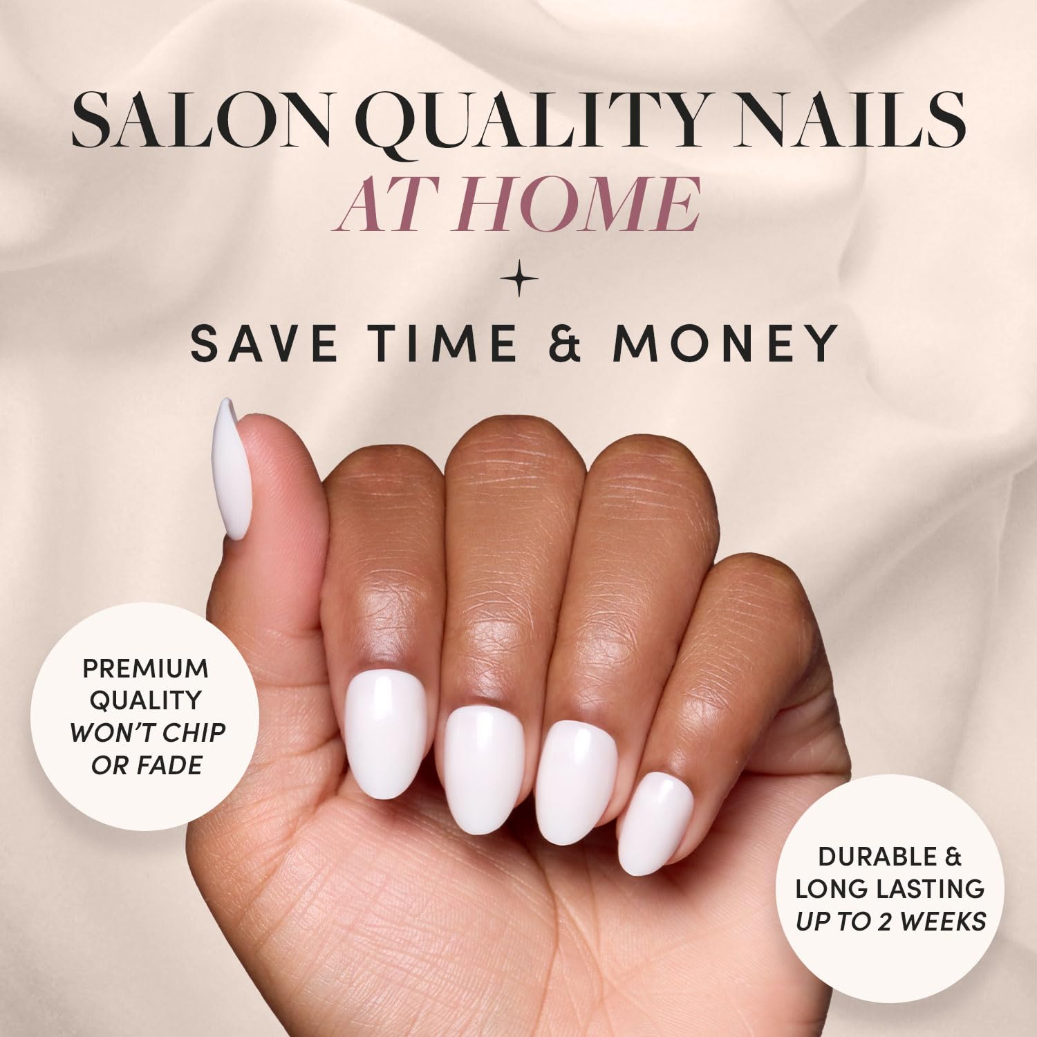 Glamnetic Press On Nails - White Swan | Opaque Classic Off White Short Oval False Nails, Reusable Stick On Fake Nails with Glue | Salon Quality | 15 Sizes - 30 Nail Kit - Image 2