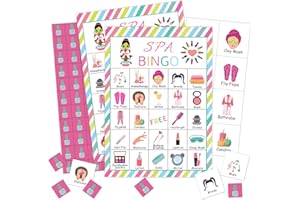 Qssfdgg Spa Party Bingo Cards, 24 Player Beauty Themed Party Bingo Game for Family Adult, Sleepover Party Favor, Large Group Party Celebration Activity -03