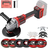 Cordless Angle Grinder for Mil-waukee M18 Battery, Brushless Cordless Grinder 4 1/2", 9000 RPM, 6 Variable Speed ＆ Dual Safety, Power Angle Grinder Tool for Grinding Cutting Polishing (No Battery)