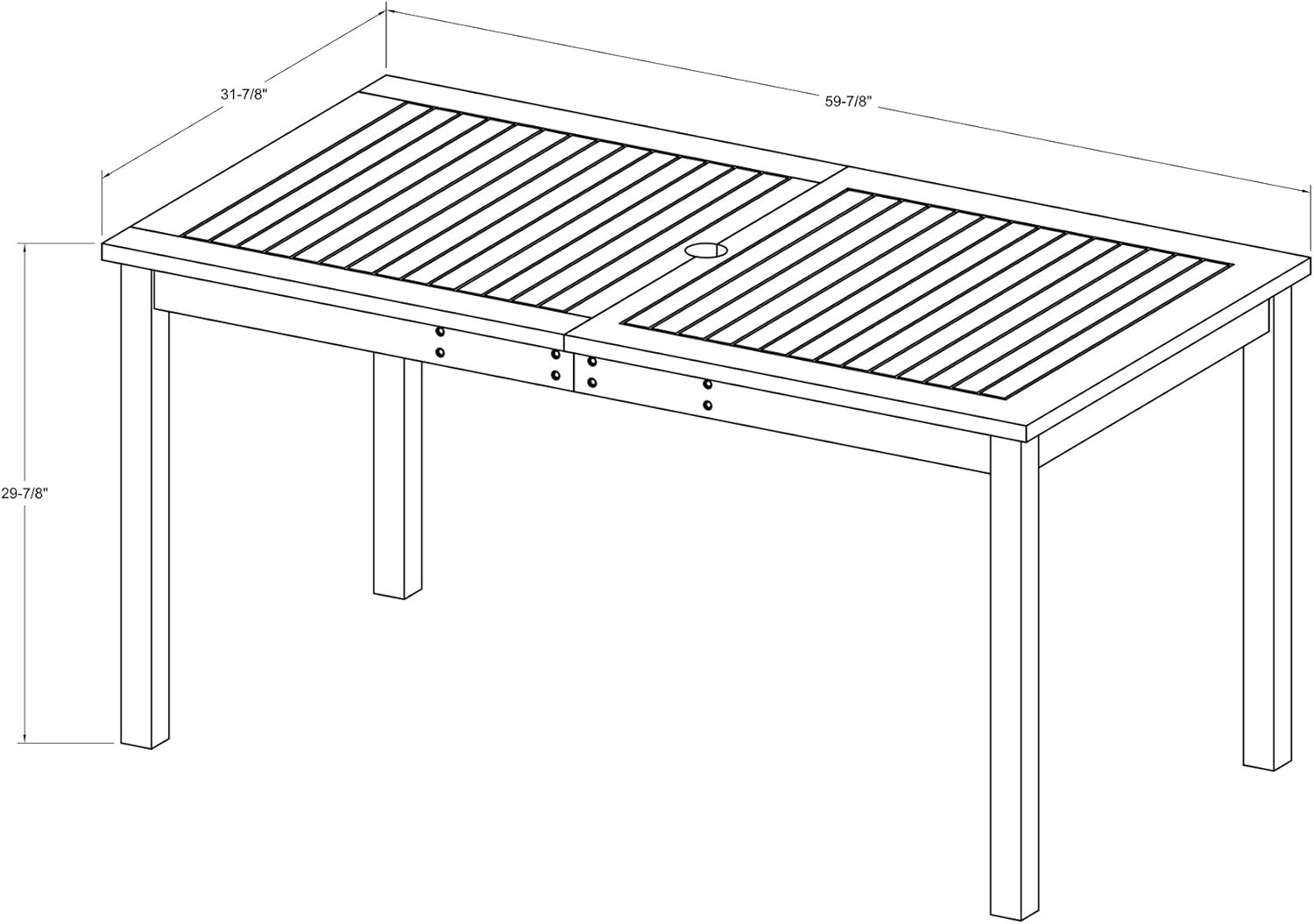Walker Edison Furniture Company AZWSDTBR 6 Person Outdoor Patio Wood Rectangle Dining Table All Weather Backyard Conversation Garden Poolside Balcony, Brown : Garden & Outdoor