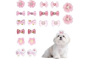 20Pcs Dog Hair Bows Puppy Rubber Bands Hair Accessories Flower Knot Decoration for Puppy Cat Pet Girl Photo Birthday