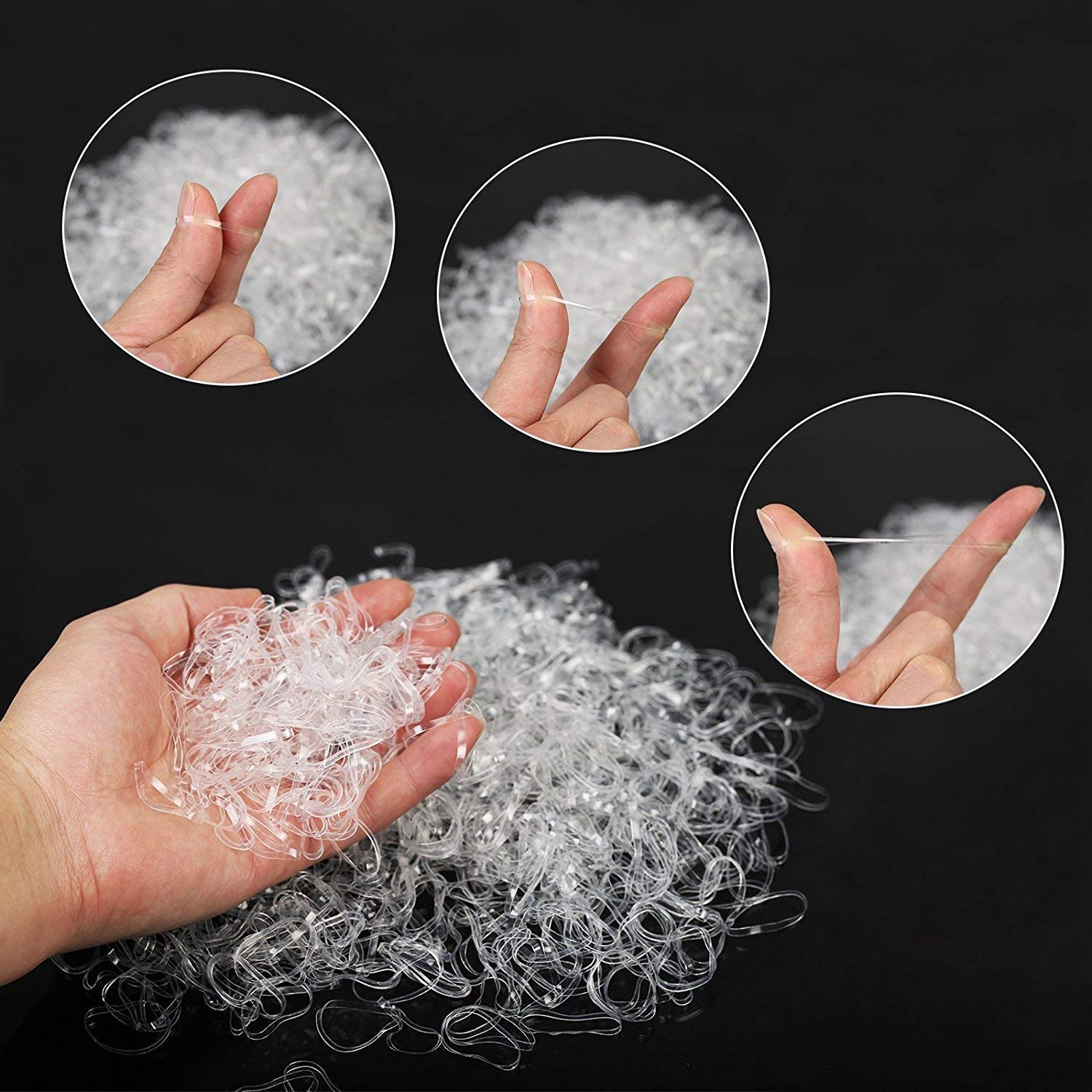 2000Pcs Clear Elastic Hair Bands, Rubber Hair Ties Packaged in Box, Soft Hair Elastics Ties Bands for Girls (white) : Beauty