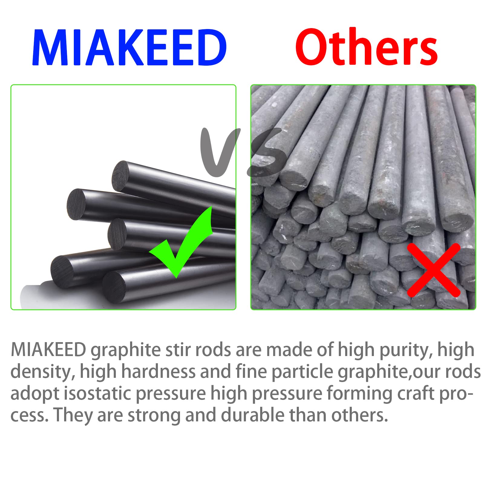 Graphite Stir Rod, 5Pack Graphite Crucible Stir Stick Long Carbon Stirring Rod for Molten Metal and Melting Casting Gold Silver Copper, 12