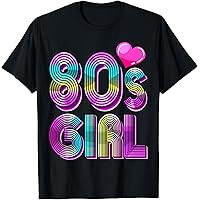 Maglietta da donna con stampa I Love The 80's, maglietta colorata