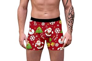 Men's Funny Christmas Underwear Hilarious Xmas Printed Boxers Brief Comfort Breathable Novelty Shorts