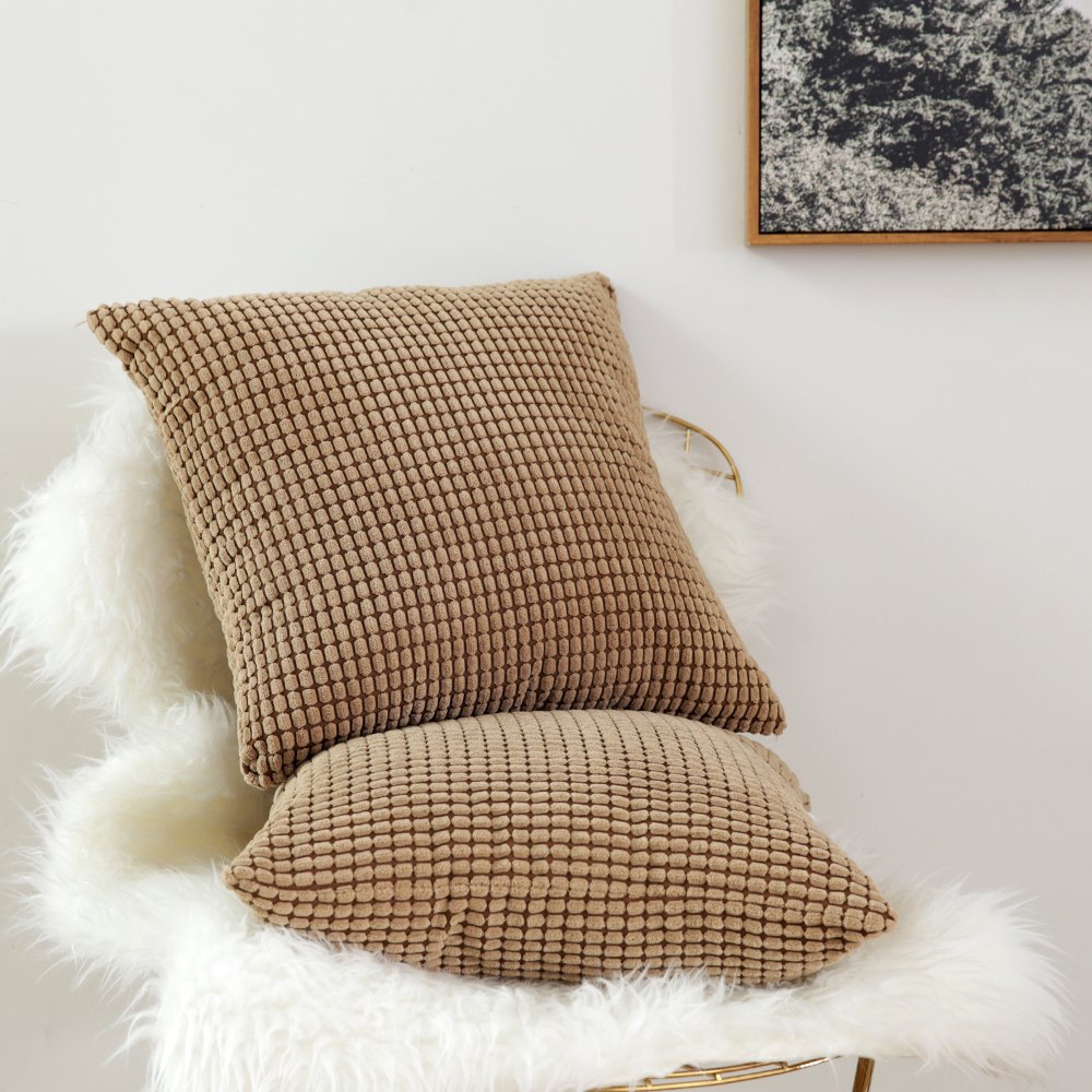 MIULEE Pack of 2 Decorative Throw Pillow Covers Soft Corduroy Solid