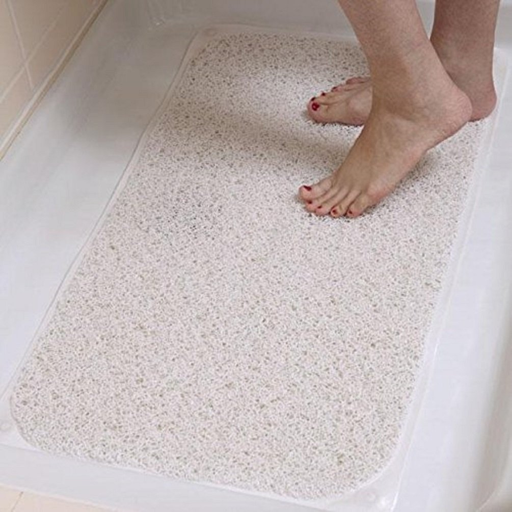 Non-Slip Bath Mat | Shower Carpet for Comfort and Improved Stability | Mould and Stain Resistant | Non-Slip Backing | Lays Over Drain as Water Flows Straight Through | L75xW44xH2.5cm | Easylife