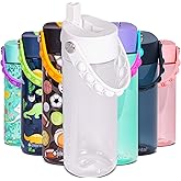 Elemental Water Bottles for Kids - Splash Kids Water Bottle for School with Pop-it Handle - BPA Free Tritan Plastic Water Bottle with Straw Leak Proof when Spout is Closed - Clear - 18oz