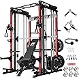 RitFit M1 & M1 Pro Smith Machine Weight Stack Set with Cable Crossover System, Multi-Function Squat Rack Power Cage for Home Gym, Power Rack and Packages