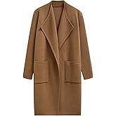 CHICWISH Women Open Front Knit Long Cardigan Patch Pocket Long Sleeve Fall Winter Casual Chunky Coatigan Sweater Coat