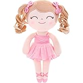 Gloveleya Baby Doll Gifts Plush Curly Hair Ballet Dolls Soft Girl Toys Pink 33CM