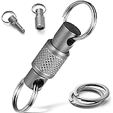 FEGVE Titanium Quick Release Swivel Keychain, Pull Apart Detachable Keychain Heavy Duty Car Key Holder with Key Rings