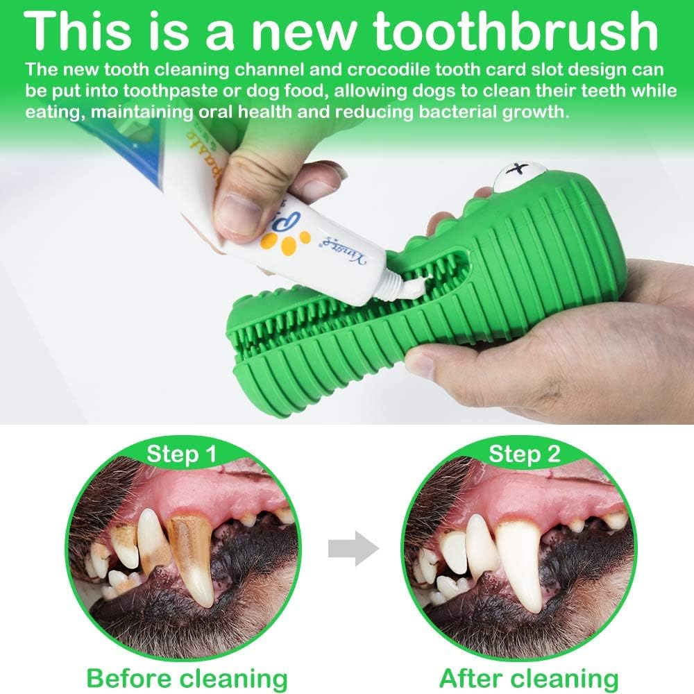 Kitchen & Dining : Dog Chew Toys for Aggressive Chewers Large Breed, RexSoul Dog Toothbrush & Squeaker Chew Toys, Reduces Plaque & Tartar Teeth Cleaning Play Toys Tough Tear-Resistant Durable Dog Toys (Green) : 