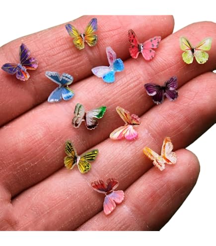 Micro Mariposas De Resina – Set De 50 Piezas De 8,5x7 Mm, Colores Surtidos, Ideales Para Manualidades, Decoración De Casas De Muñecas Y Uñas