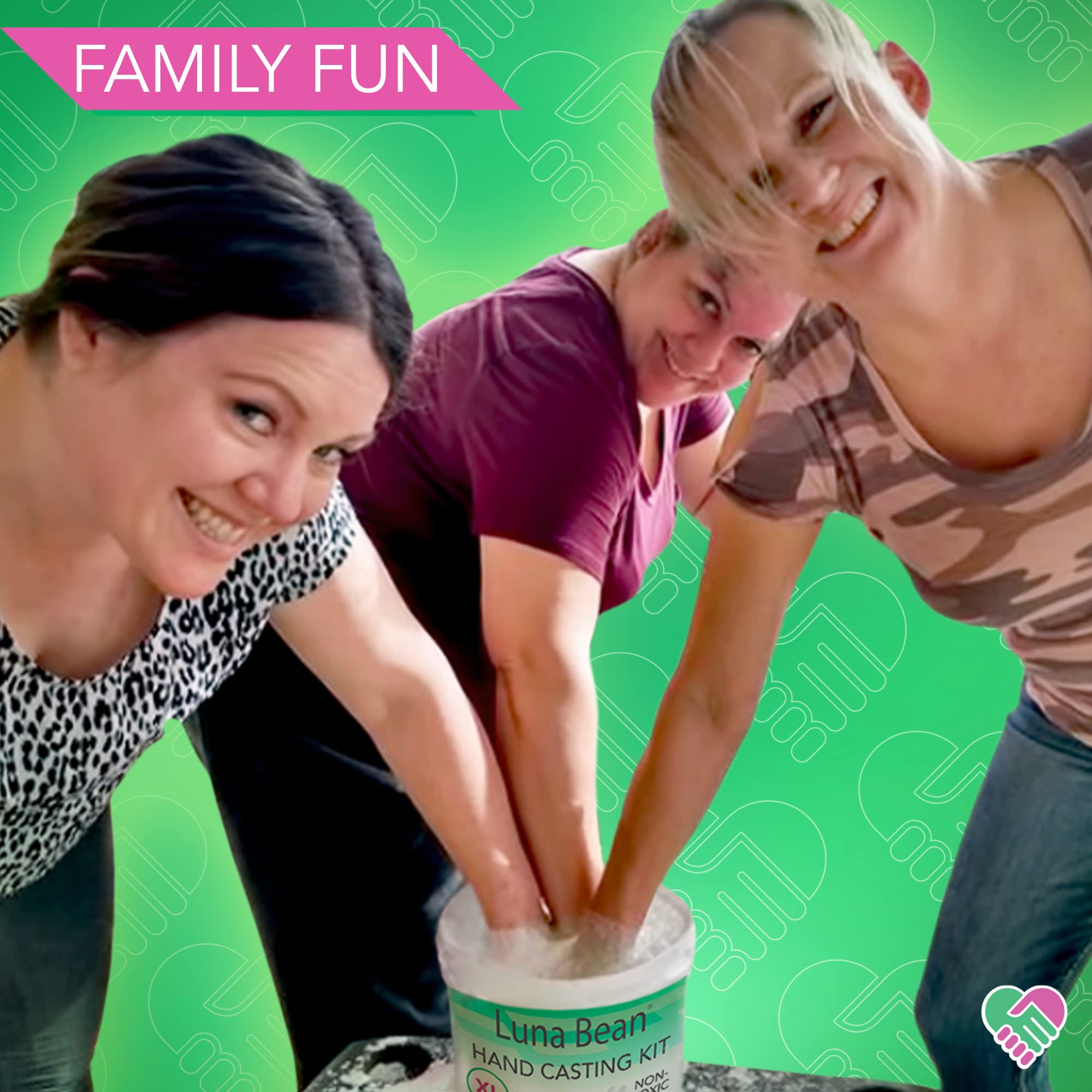Luna Bean XL Family Hand Casting Kit – Extra Large Hand Mold Kit for Families, Casts Up to 6 Hands – Unique Family Gifts Ideas, Parents, Grandparents & Keepsake Memorial